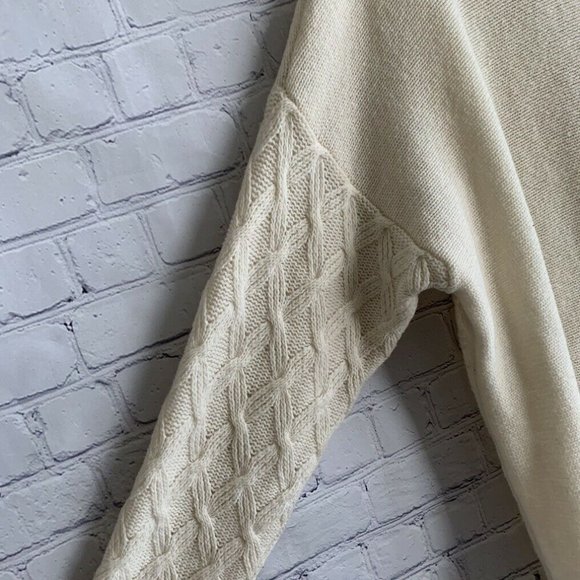 J. Jill Ivory Sweater Pullover Size M/L Cable Knit - Picture 3 of 6